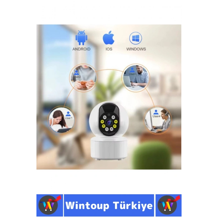 Ev Ofis Çift Taraflı Ses Hareket Algı Mobil Bildirim Uygulama Destekli HD Wi-Fi Güvenlik Kamerası