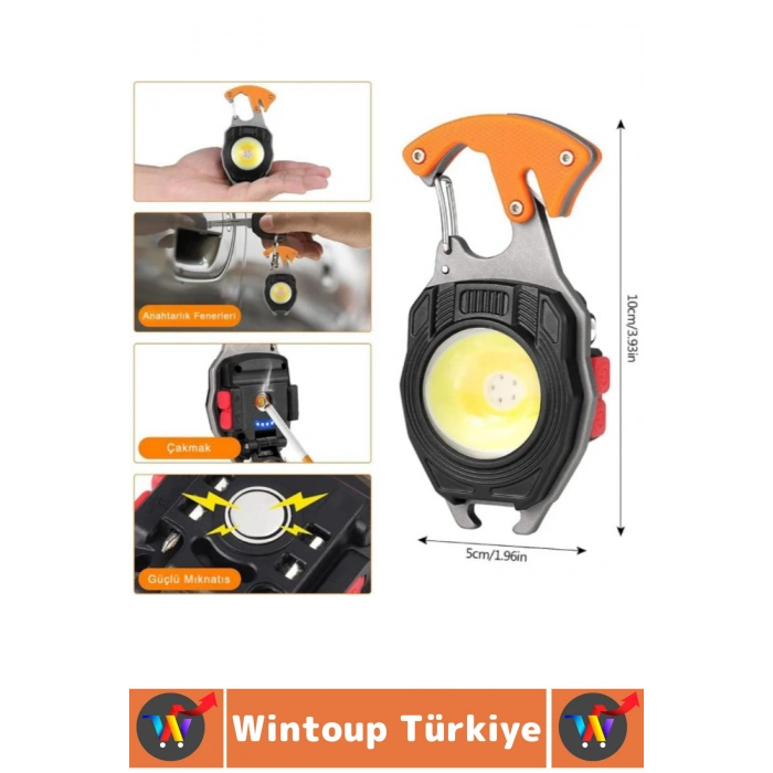 Outdoor Piknik 6 Aydınlatma Modlu 500 Lümen Güçlü Işık Çok Fonksiyonlu Şık Anahtarlık Kamp Lambası