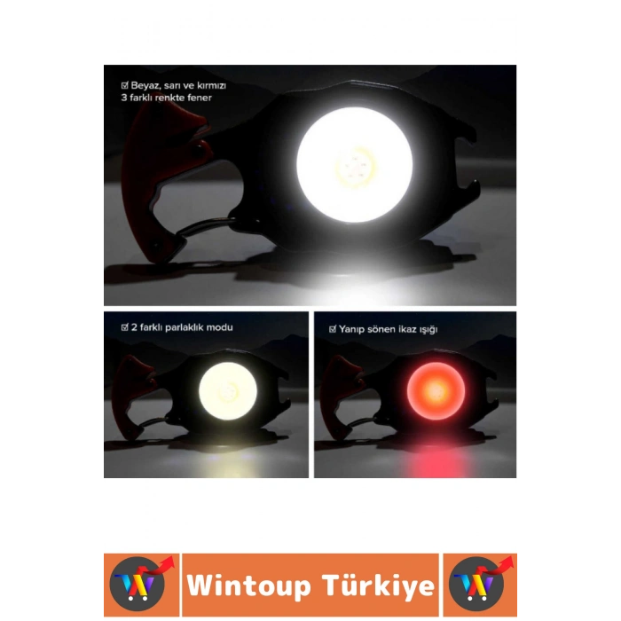 Outdoor Piknik 6 Aydınlatma Modlu 500 Lümen Güçlü Işık Çok Fonksiyonlu Şık Anahtarlık Kamp Lambası