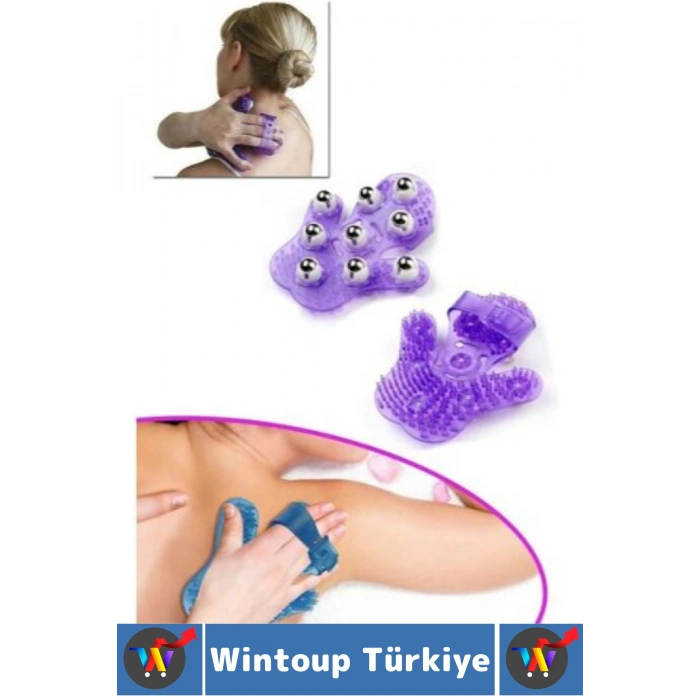 Yüz Vücut Cilt Sarkma Sıkılaştırıcı Rahatlatıcı Etkili 9 Bilyeli Yumuşak Silikon Masaj Eldiveni