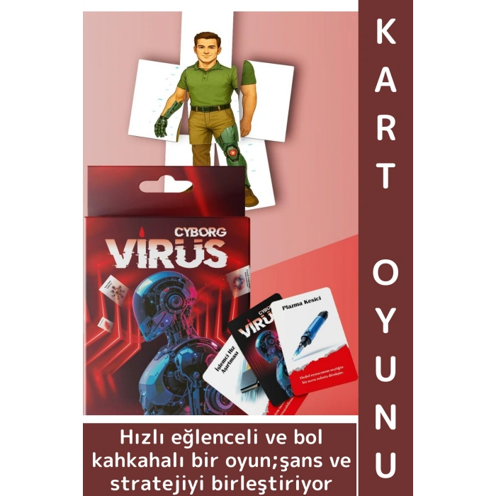 Eğlenceli Ev Parti Arkadaş Ortam Aile Şans Komedi Strateji Beceri Geliştiren Kart Oyunu Virüs-Cyborg