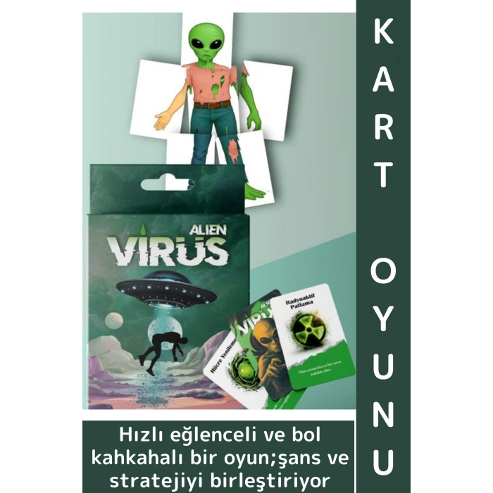 Eğlenceli Ev Parti Arkadaş Ortamı Aile Şans Komedi Strateji Beceri Geliştiren Kart Oyunu Virüs-Alien