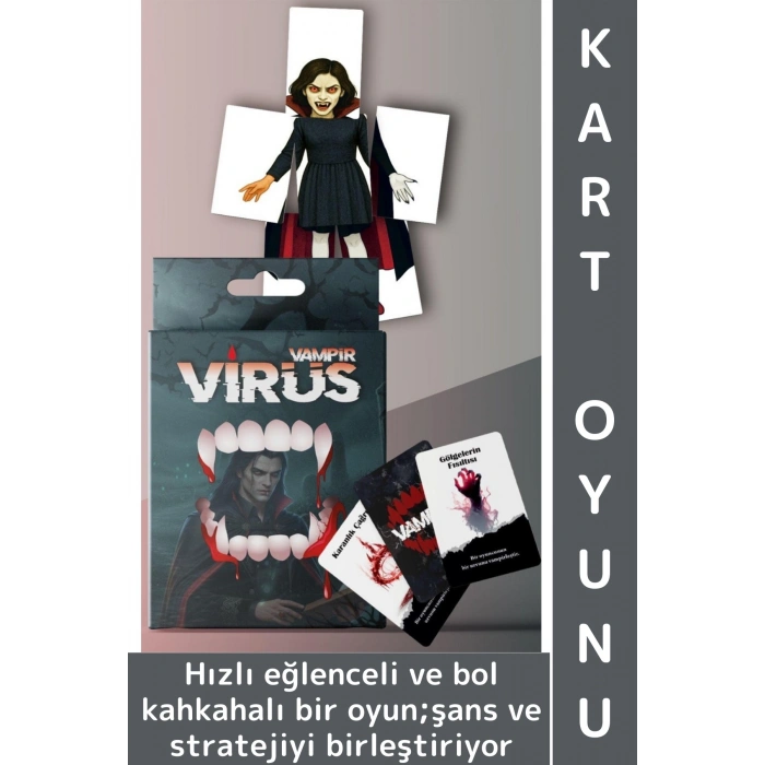 Eğlenceli Ev Parti Arkadaş Ortam Aile Şans Komedi Strateji Beceri Geliştiren Kart Oyunu Virüs-Vampir