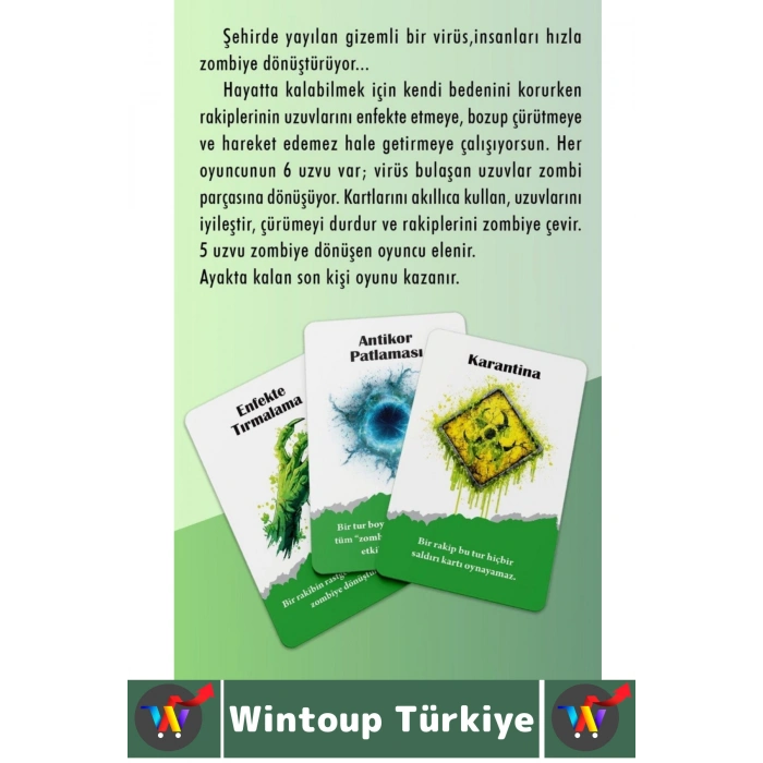 Eğlenceli Ev Parti Arkadaş Ortam Aile Şans Komedi Strateji Beceri Geliştiren Kart Oyunu Virüs-Zombi