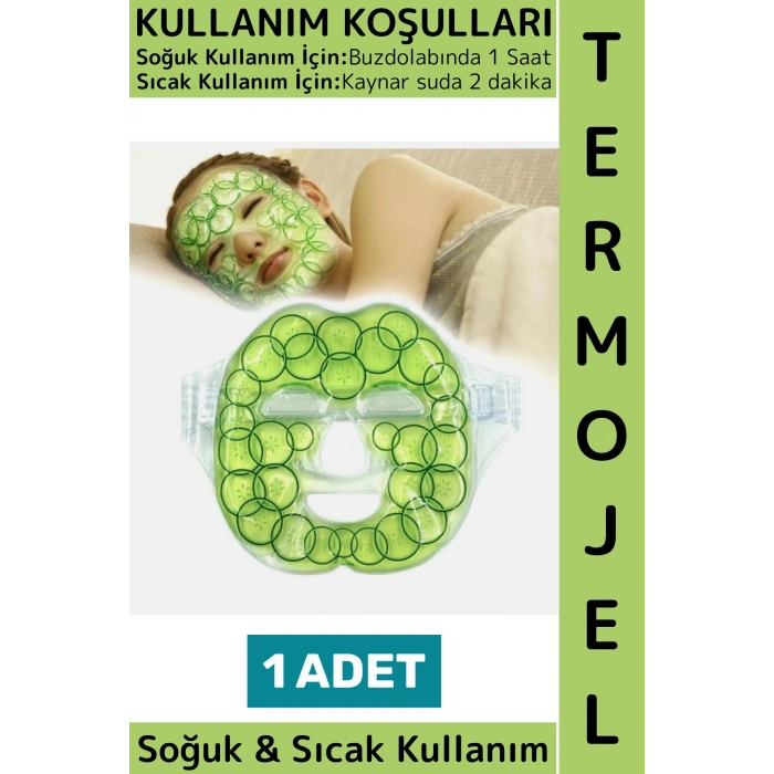 Soğuk Sıcak Kompres Termojel Sakinleştirici Ağrı Şişkinlik Azaltıcı Salatalık Desenli Yüz Maskesi