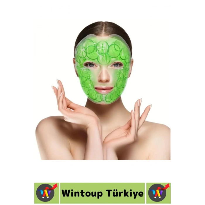 Soğuk Sıcak Kompres Termojel Sakinleştirici Ağrı Şişkinlik Azaltıcı Salatalık Desenli Yüz Maskesi