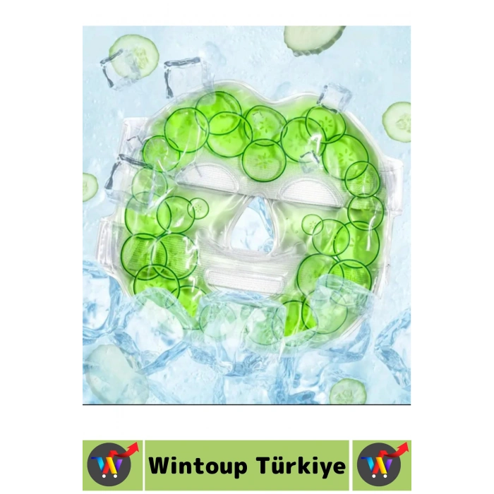 Soğuk Sıcak Kompres Termojel Sakinleştirici Ağrı Şişkinlik Azaltıcı Salatalık Desenli Yüz Maskesi