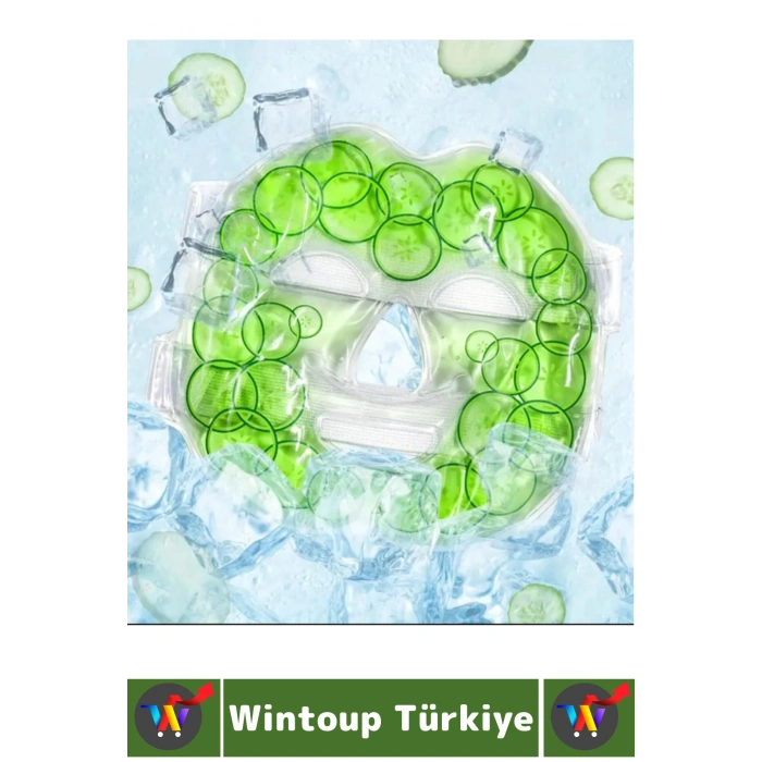 Soğuk Sıcak Kompres Termojel Sakinleştiren Ağrı Şişkinlik Azaltan Salatalık Desen Yüz Maskesi 2 Adet