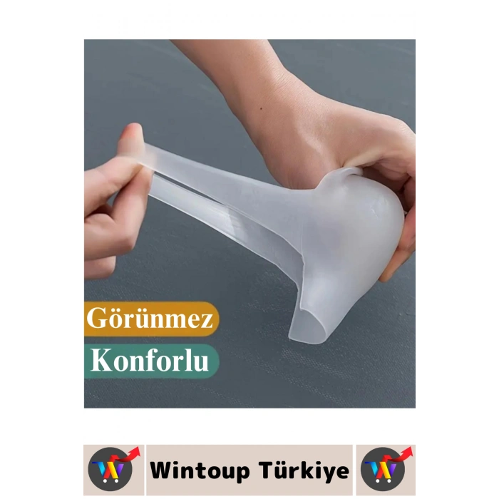 Ayakkabı İçinde Belli Olmaz Rahat Konforlu Boy Uzatıcı Esnek Silikon Ayak Topuk Yükseltici 4 Çift