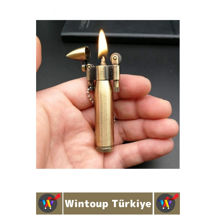 Dekoratif Hediyelik Retro Vintage Koleksiyon Anahtarlık Kolye Ucu Kullanım Şık Kurşun Tasarım Çakmak