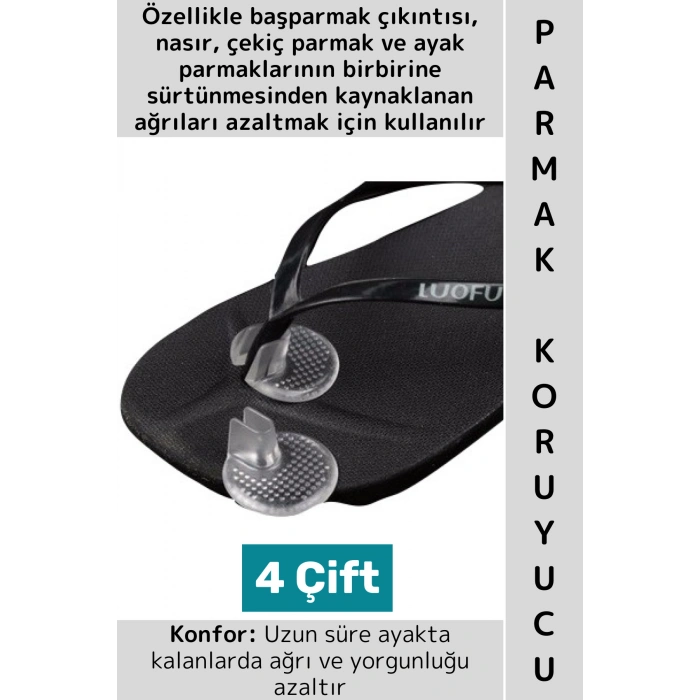 Konforlu Rahat Ağrı Sürtünme Önleyici Terlik Ayak Parmak Arası Koruyucu Ayrıştırıcı Silikon 4 Çift