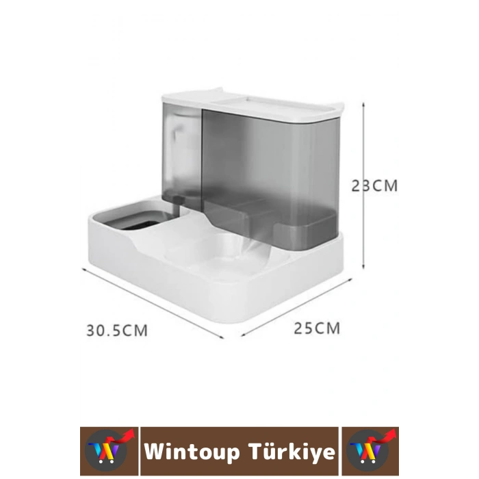 Premium Pet Evcil Hayvan Küçük Irk Köpek Kedi 2si 1 Arada Çift Hazneli Şık Otomatik Mama Su Kabı
