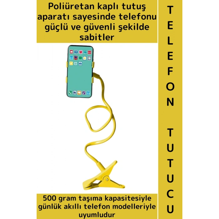 Dayanıklı Spiral Gövdeli Güçlü Güvenli Tutuş Oynar Başlıklı Çok Şık Estetik Akrobat Telefon Tutucu