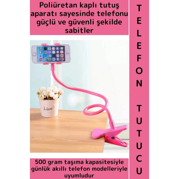 Dayanıklı Spiral Gövdeli Güçlü Güvenli Tutuş Oynar Başlıklı Çok Şık Estetik Akrobat Telefon Tutucu