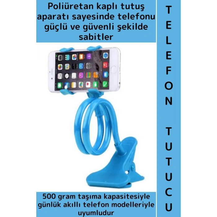 Dayanıklı Spiral Gövdeli Güçlü Güvenli Tutuş Oynar Başlıklı Çok Şık Estetik Akrobat Telefon Tutucu