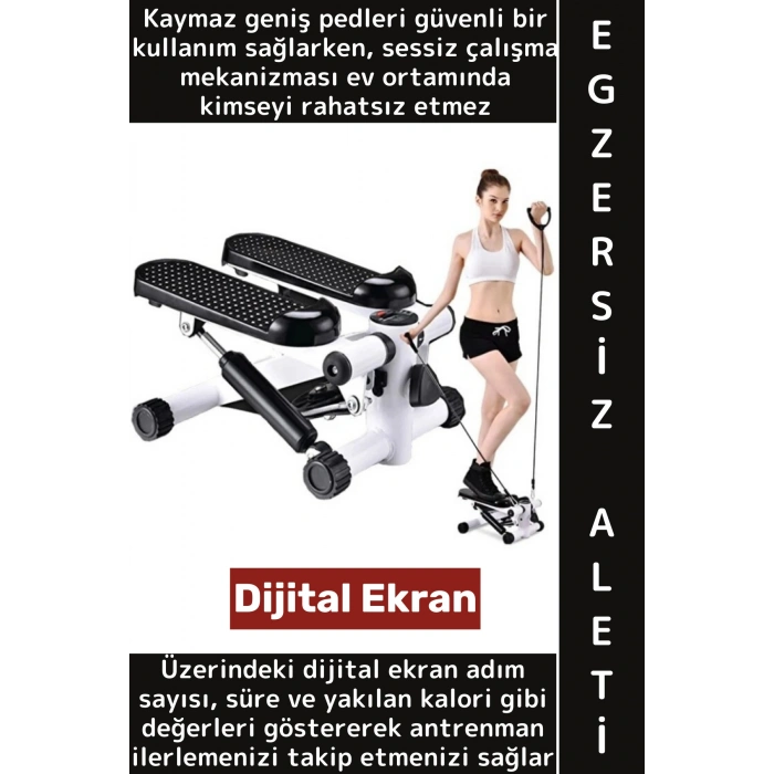 Premium Tüm Vücut Bacak Kalça Basen Kol Omuz Dijital Ekranlı Direnç Lastikli Mini Egzersiz Aleti