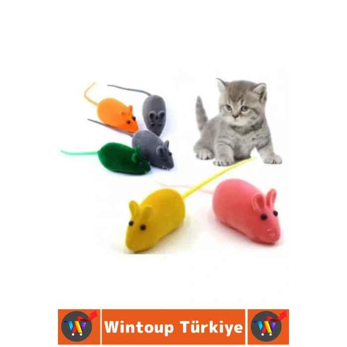 Evcil Hayvan Pet Enerji Atma Zihinsel Uyarı İlgi Çekici Sesli Sevimli Kedi Eğitim Oyun Faresi 4 Adet