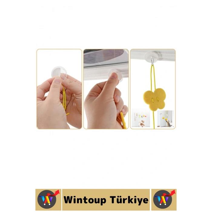 Kendinden Yapışkanlı Evcil Hayvan Pet İlgi Çekici Renkli Sevimli Eğitici Elastik Kedi Oyun Oltası