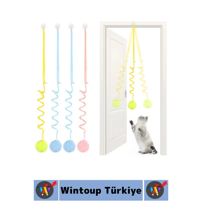 Evcil Hayvan Pet İlgi Çekici Sevimli Eğitici Elastik Yaylı Asılabilir Peluş Kedi Oyun Oltası 100 Cm