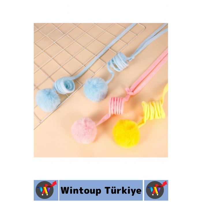 Evcil Hayvan Pet İlgi Çekici Sevimli Eğitici Elastik Yaylı Asılabilir Peluş Kedi Oyun Oltası 100 Cm