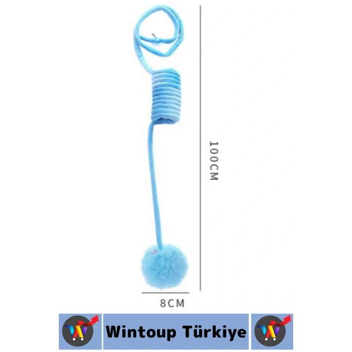 Evcil Hayvan Pet İlgi Çekici Sevimli Eğitici Elastik Yaylı Asılabilir Peluş Kedi Oyun Oltası 100 Cm