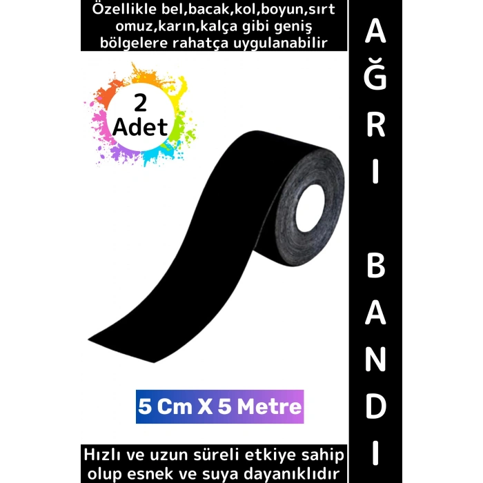 #AğrıBandı Hızlı Uzun Süre Etki Kas Bel Bacak Kol Boyun Sırt Omuz Karın Kalça Siyah Isı Bandı 2 Adet
