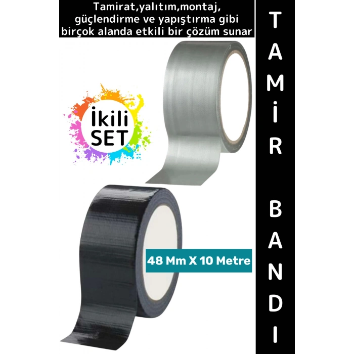 #TamirBandı Suya Neme Küfe Toza Dayanıklı Çok Amaçlı Montaj Onarım Bantı 48 mm x 10 Metre İkili SET