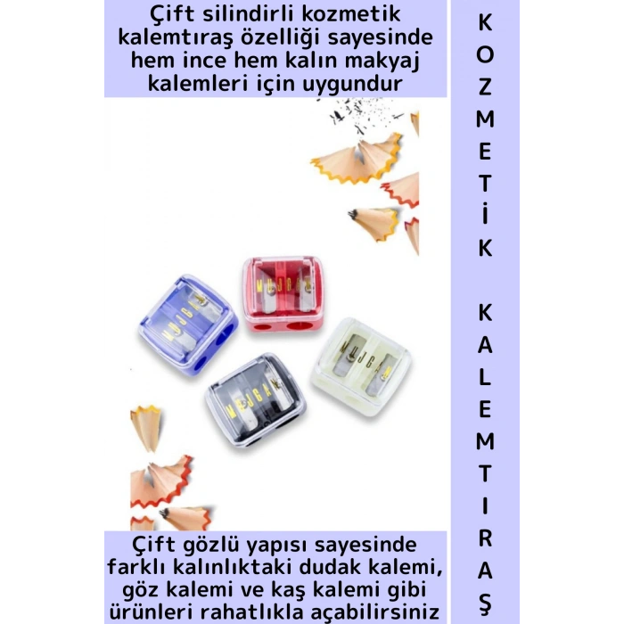 #MakyajKalemtıraş Kompakt Paslanmaz Çelik Bıçak Çift Gözlü Dudak Göz Kaş Kalemi Kozmetik Kalemtıraşı