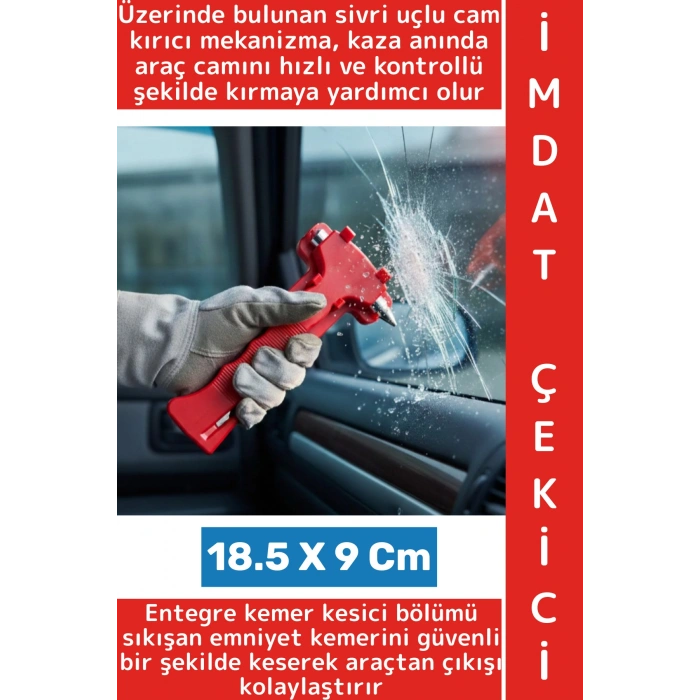 #İmdatÇekici Trafik Oto İlk Yardım Çantası Çok Fonksitonlu Cam Kırıcı Entegre Kemer Kesici 2 in 1