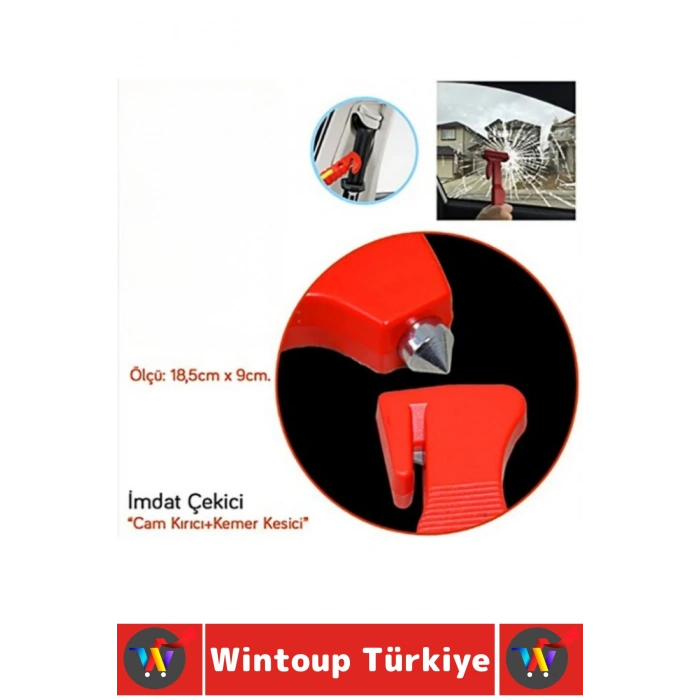 #İmdatÇekici Trafik Oto İlk Yardım Çantası Çok Fonksitonlu Cam Kırıcı Entegre Kemer Kesici 2 in 1