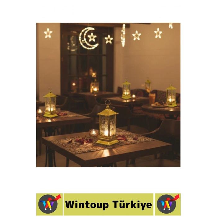 #LedIşık Ramazan Masa Süsleme Hediyelik Dekoratif Osmanlı İslami Şık Kare Kubbe Gold Pilli LED Lamba