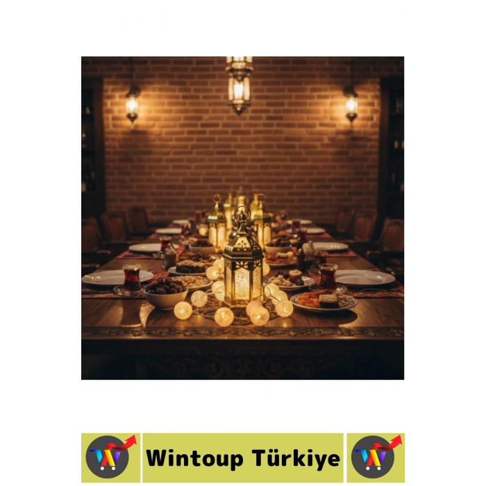 #LedIşık Ramazan Masa Süsleme Hediye Dekoratif Osmanlı Büyük Boy Altıgen Kubbe Gold Pilli LED Lamba