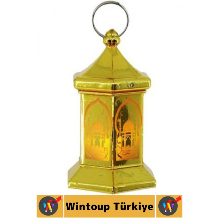 #LedIşık Ramazan Masa Süsleme Hediyelik Dekoratif Osmanlı İslami Altıgen Kubbe Gold Pilli LED Lamba