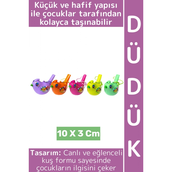 #Düdük Dayanıklı Hafif Spor Çocuk Okul Eğlenceli Çok Şık Sevimli Kuş Tasarımlı Boyun Askılı Düdük