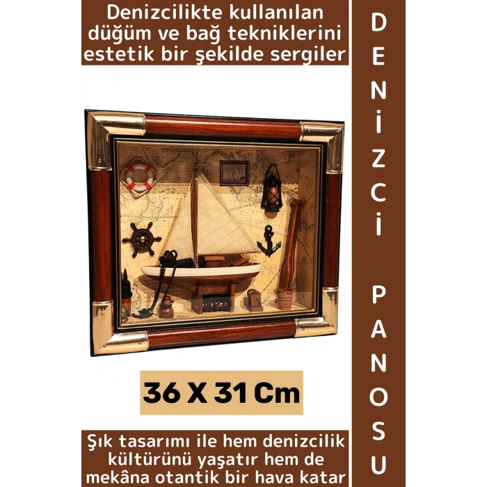 #DenizciBağları Dekoratif Ev Ofis Sevgililer Günü Hediyelik Şık Denizci Temalı Ahşap Pano 36 X 31 Cm