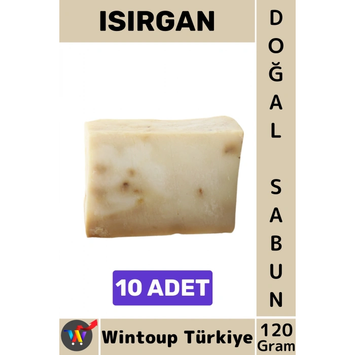 #KatıSabun %100 Doğal Bitkisel El Yüz Saç Vücut Cilt İçin Organik Isırgan Sabunu 120 Gram 10 Adet
