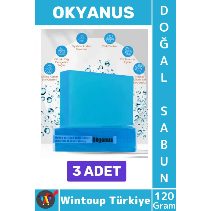 #KatıSabun %100 Doğal Bitkisel El Yüz Saç Vücut Cilt İçin Organik Okyanus Sabunu 120 Gram 3 Adet