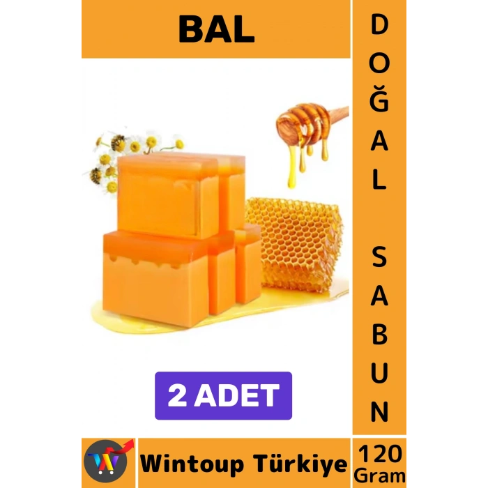 #KatıSabun %100 Doğal Bitkisel El Yüz Saç Vücut Cilt İçin Organik Bal Sabunu 120 Gram 2 Adet