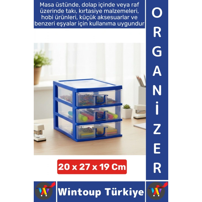 #TakıOrganizer Dayanıklı Plastik Masa Üstü Dolap Raf Küçük Eşya 3 Çekmeceli Komidin Mini Organizer