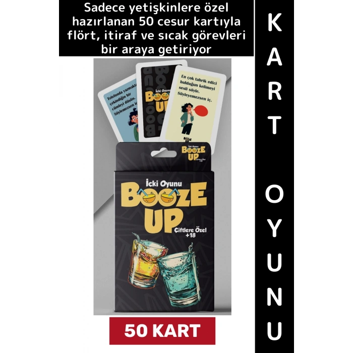 #KartOyunu Eğlenceli Vakit Arkadaş Çift Sevgili Yetişkin İçki Oyunu Booz Up-Çiftlere Özel 50 Kart