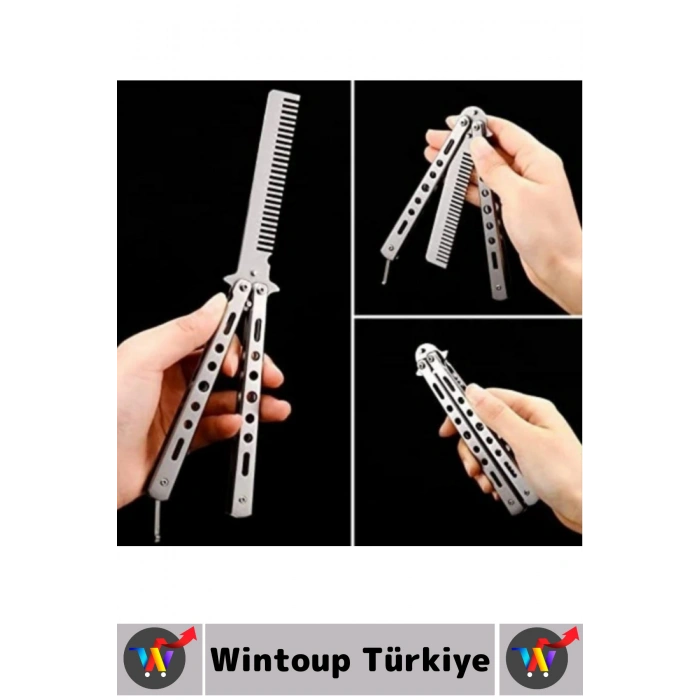 Hediyelik Seyahat Gündelik Çanta Boy Paslanmaz Çelik Gövdeli Özel Şık Tasarımlı Katlanabilir Tarak