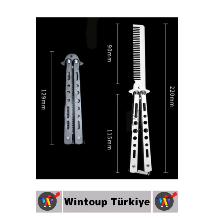 Hediyelik Seyahat Gündelik Çanta Boy Paslanmaz Çelik Gövdeli Özel Şık Tasarımlı Katlanabilir Tarak