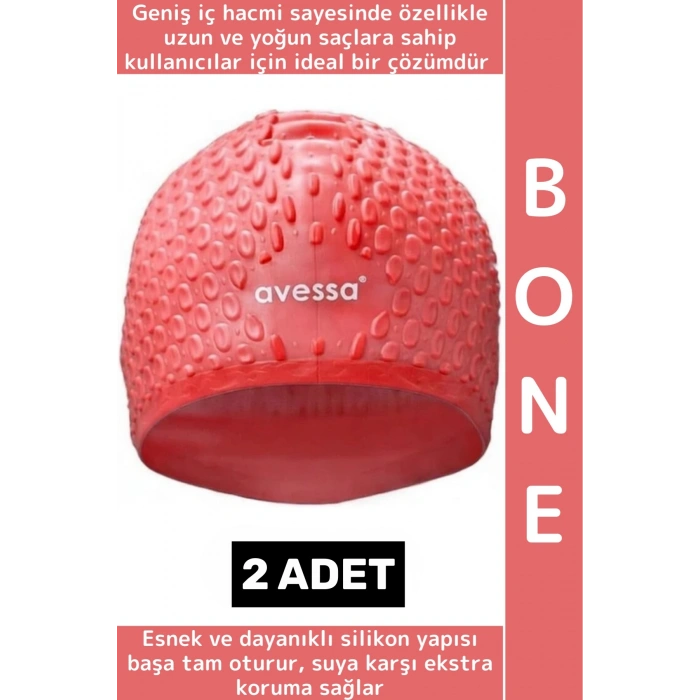 #Bone Esnek Yumuşak Silikon Havuz Deniz Yüzme Kulağa Su Geçirmez Büyük Beden Saç Bonesi 2 Adet
