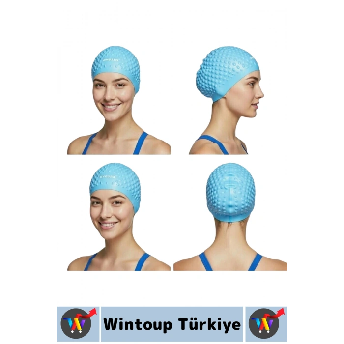 #Bone Esnek Yumuşak Silikon Havuz Deniz Yüzme Kulağa Su Geçirmez Büyük Beden Saç Bonesi 2 Adet