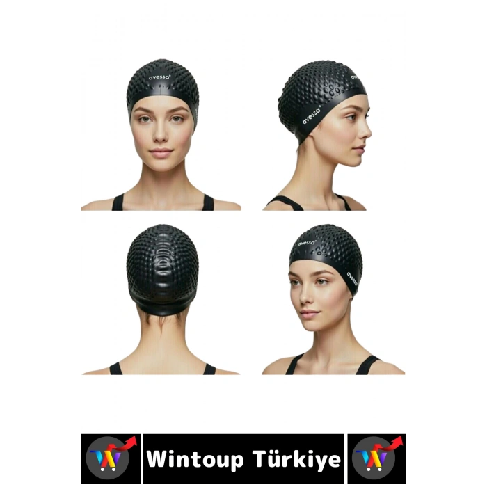 #Bone Esnek Yumuşak Silikon Havuz Deniz Yüzme Kulağa Su Geçirmez Büyük Beden Saç Bonesi 2 Adet