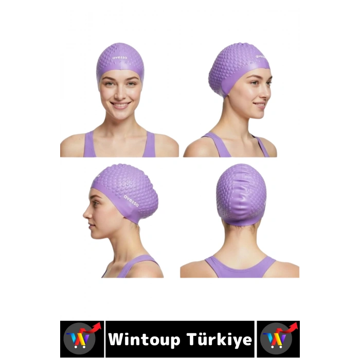 #Bone Esnek Yumuşak Silikon Havuz Deniz Yüzme Kulağa Su Geçirmez Büyük Beden Saç Bonesi İkili SET