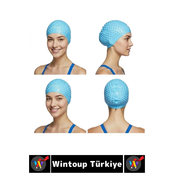 #Bone Esnek Yumuşak Silikon Havuz Deniz Yüzme Kulağa Su Geçirmez Büyük Beden Saç Bonesi İkili SET