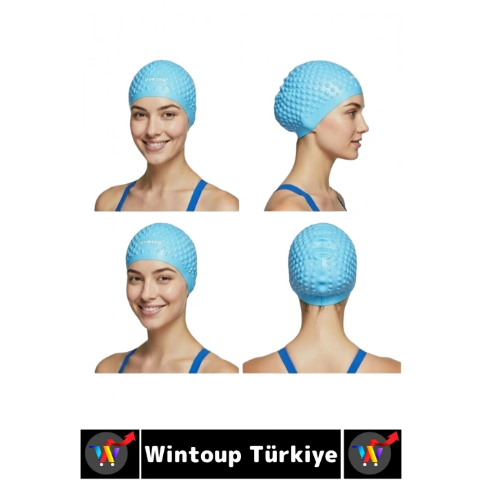 #Bone Esnek Yumuşak Silikon Havuz Deniz Yüzme Kulağa Su Geçirmez Büyük Beden Saç Bonesi İkili SET