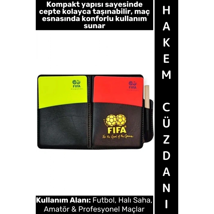 #HakemCüzdanı Kompakt Cep Boy Profesyonel Amatör Halı Saha Şık Cüzdanlı Sarı Kırmızı Hakem Kartı