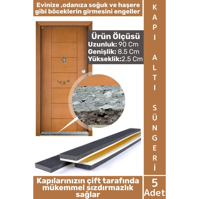 #RüzgarKesici Soğuk Haşere Toz Önleyici Yapışkanlı Köpük Kapı Altı Isı Yalıtım Eşik Süngeri 5 Adet